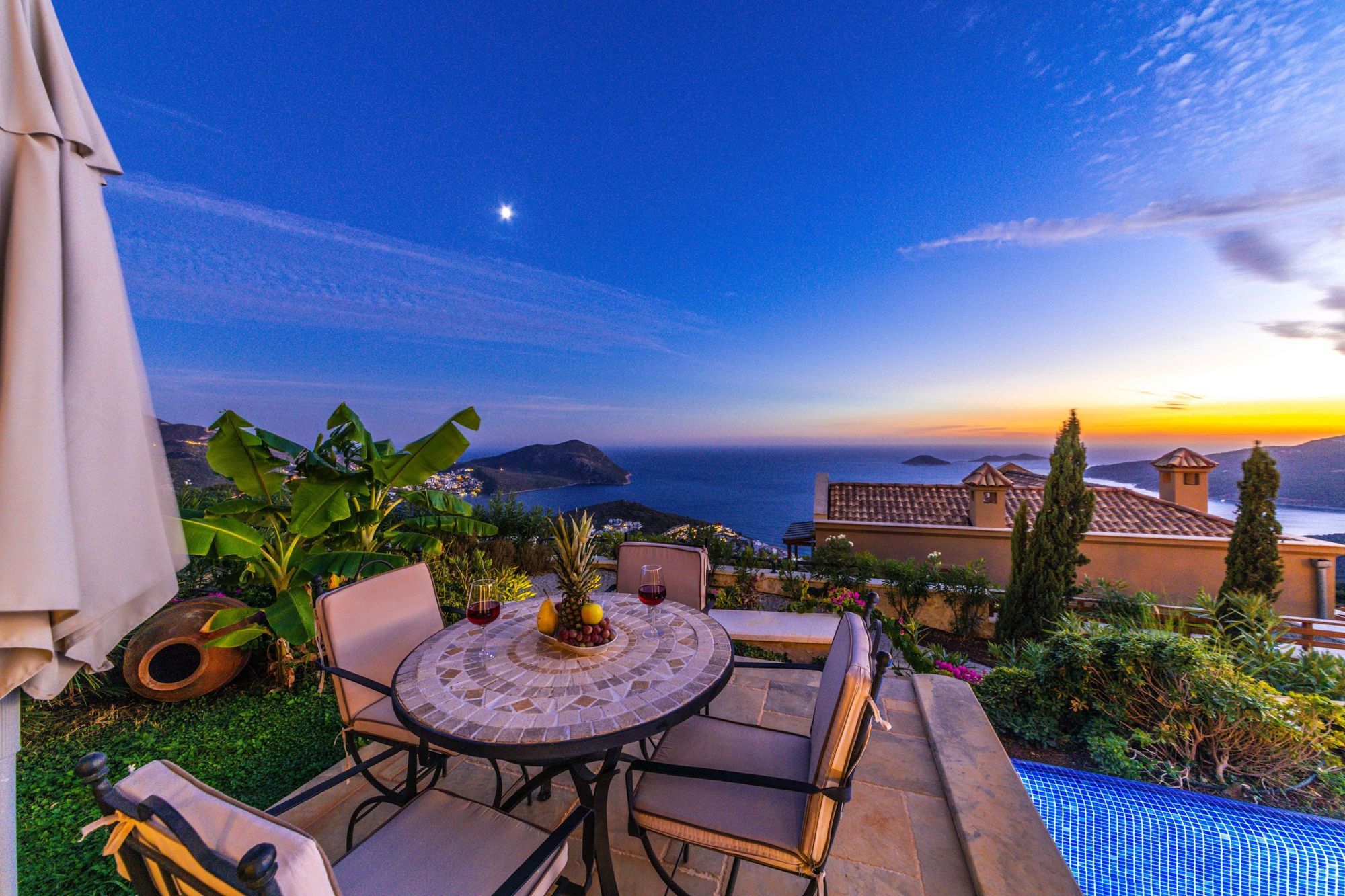 A shaded Mediterranean terrace