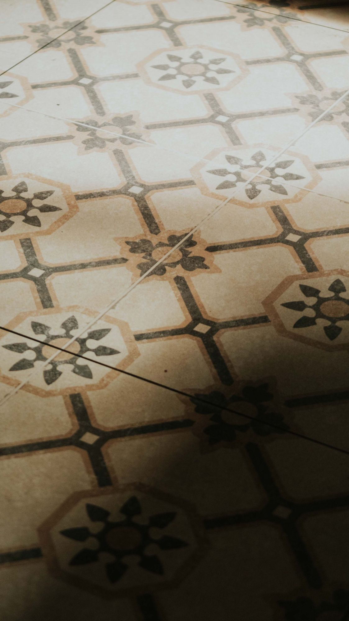 A hand-laid tile floor